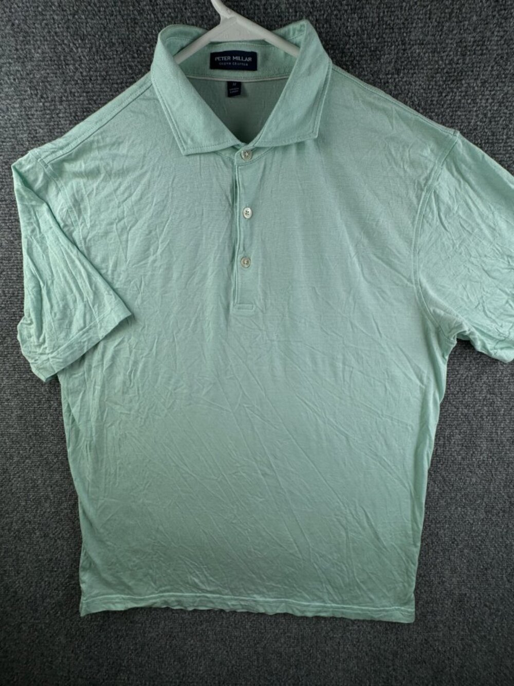PETER MILLAR Crown Crafted Men Short Sleeve Golf Polo Shirt Green Medium - Picture 2 of 11